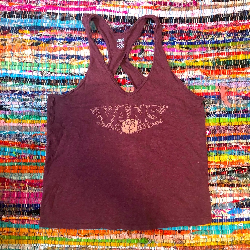 Vans rose graphic cutout back tank top